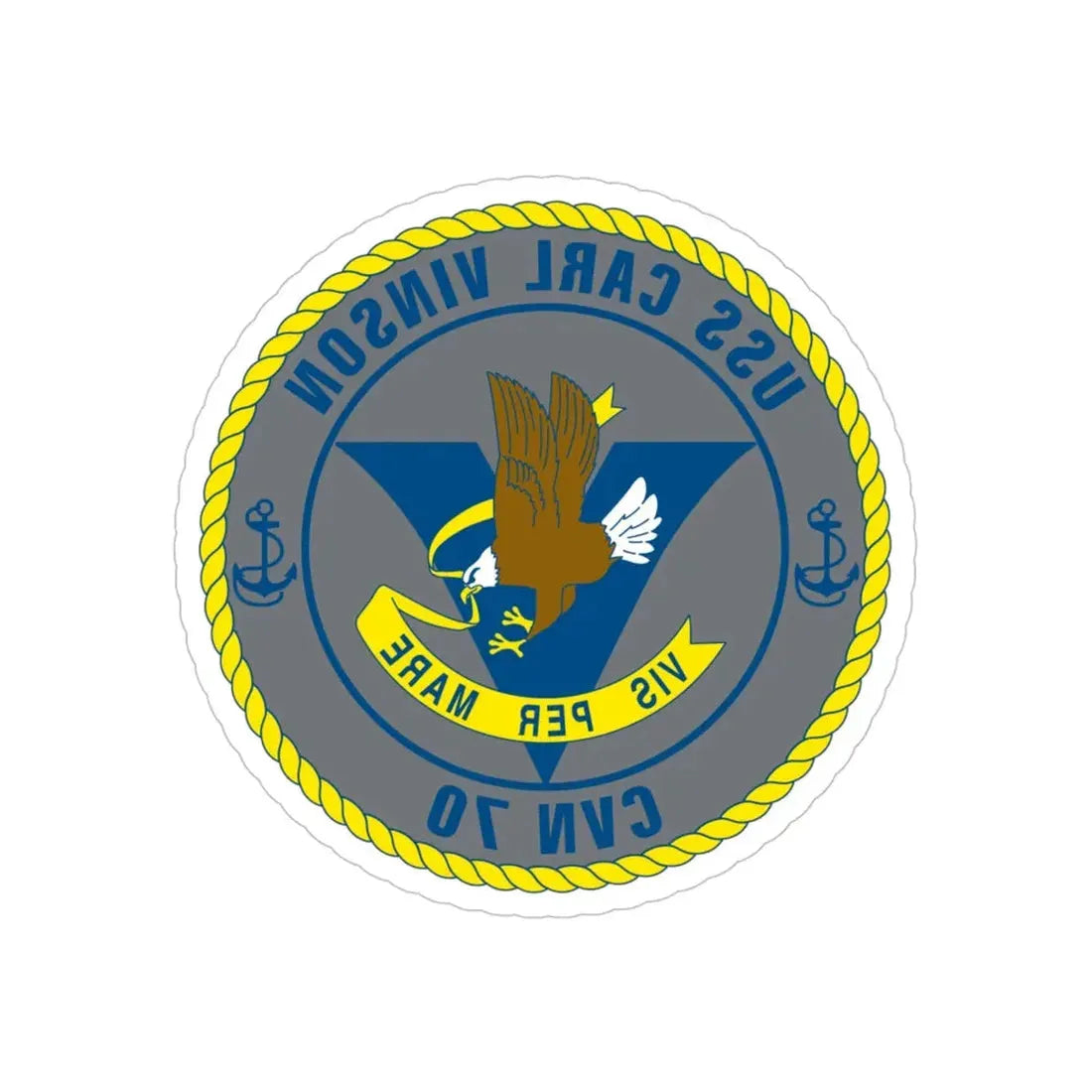 USS Carl Vinson CVN 70 (U.S. Navy) REVERSE PRINT Transparent Die-Cut STICKER 4 Inch Die-Cut Transparent - The Sticker Space