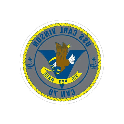USS Carl Vinson CVN 70 (U.S. Navy) REVERSE PRINT Transparent Die-Cut STICKER 4 Inch Die-Cut Transparent - The Sticker Space