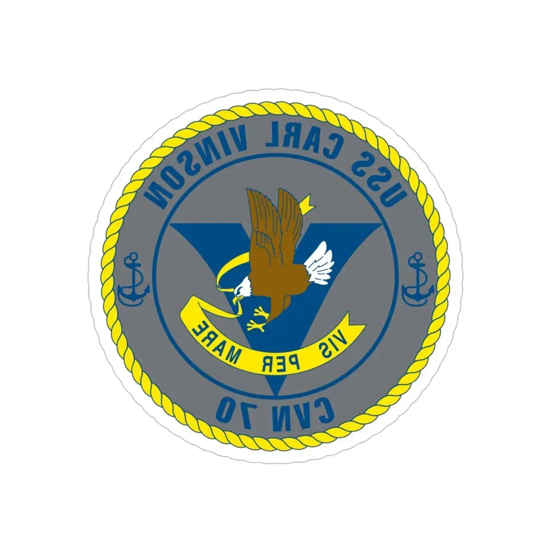 USS Carl Vinson CVN 70 (U.S. Navy) REVERSE PRINT Transparent Die-Cut STICKER 6 Inch Die-Cut Transparent - The Sticker Space