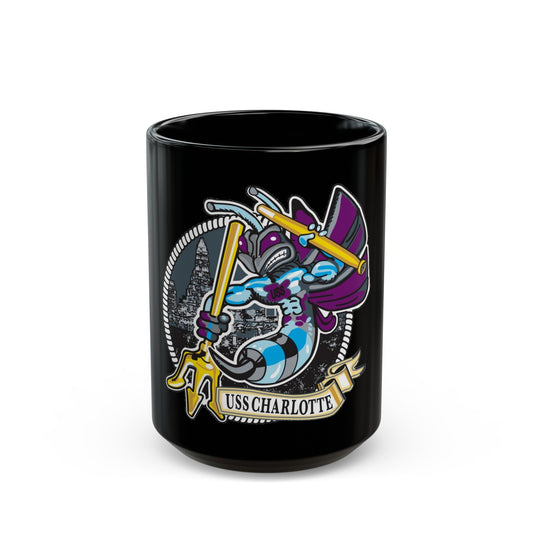 USS Charlotte SSN 766 (U.S. Navy) Black Coffee Mug-15oz-The Sticker Space