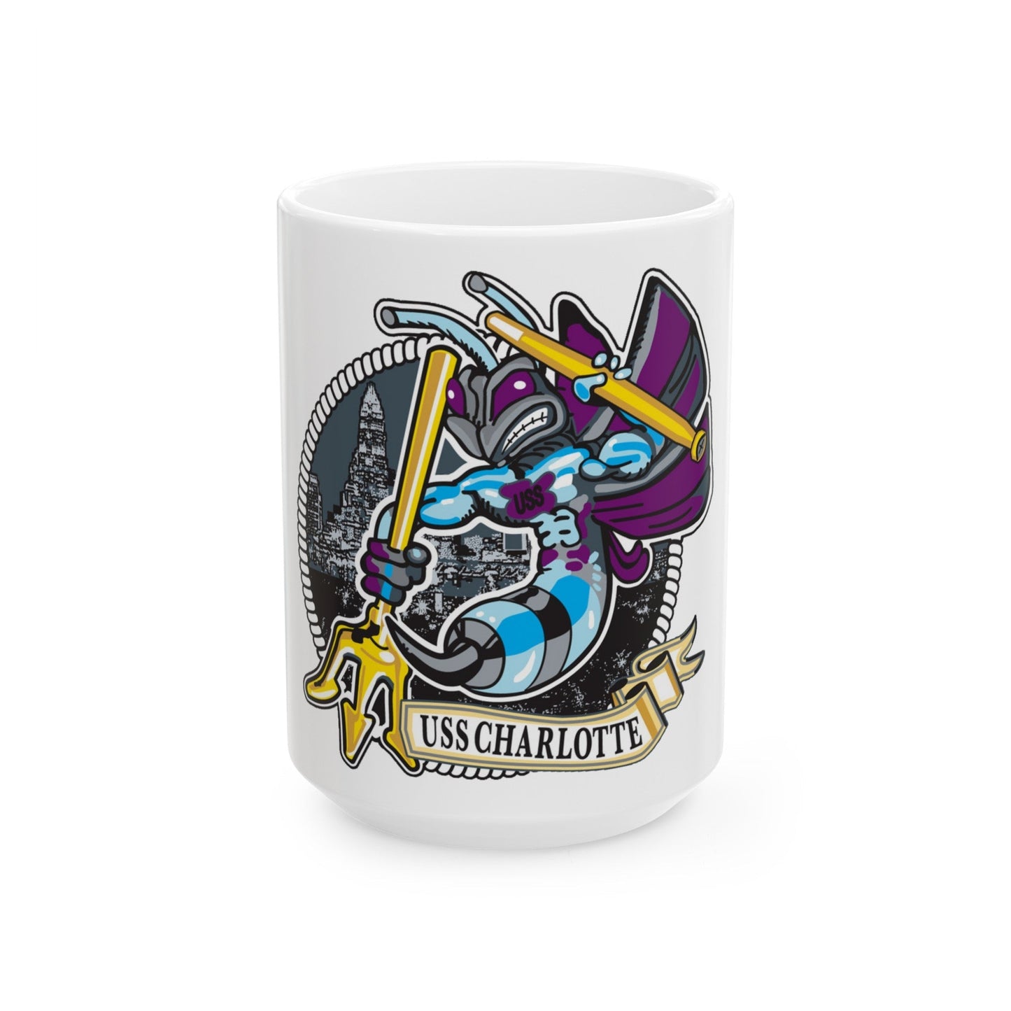 USS Charlotte SSN 766 (U.S. Navy) White Coffee Mug-15oz-The Sticker Space