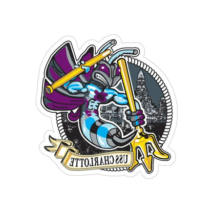 USS Charlotte SSN 766 (U.S. Navy) REVERSE PRINT Transparent Die-Cut STICKER 6 Inch Die-Cut Transparent - The Sticker Space