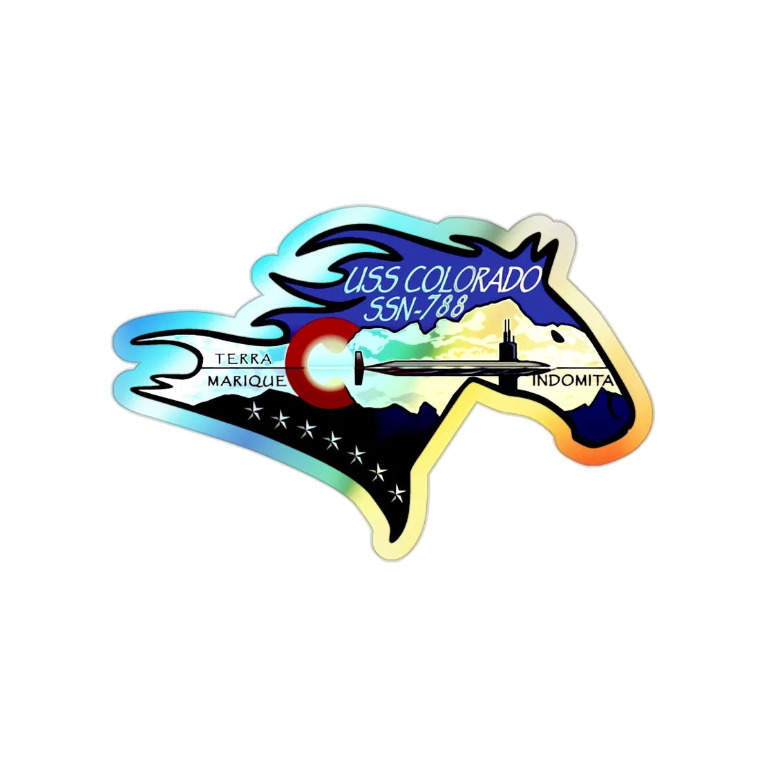 USS Colorado v2 (U.S. Navy) Holographic STICKER Die-Cut Vinyl Decal 2 Inch Holographic - The Sticker Space