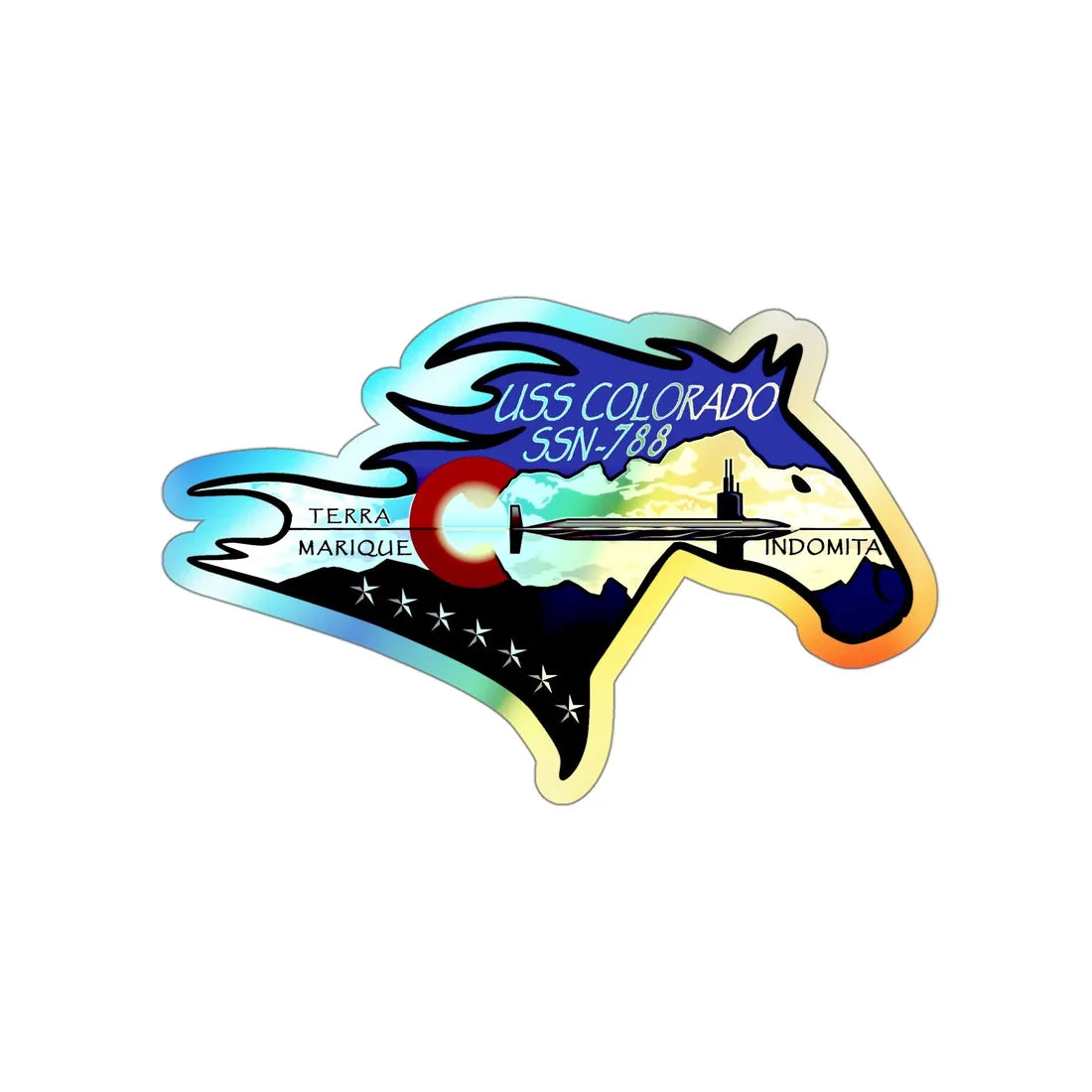 USS Colorado v2 (U.S. Navy) Holographic STICKER Die-Cut Vinyl Decal 4 Inch Holographic - The Sticker Space