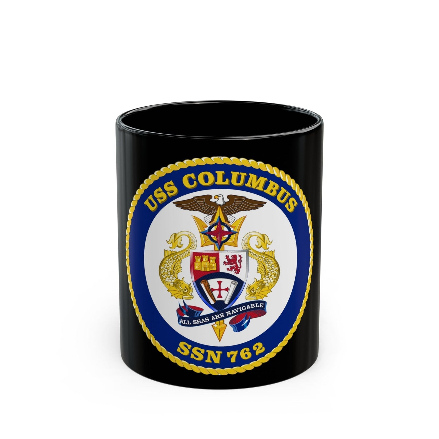 USS Columbus SSN 762 (U.S. Navy) Black Coffee Mug-11oz-The Sticker Space