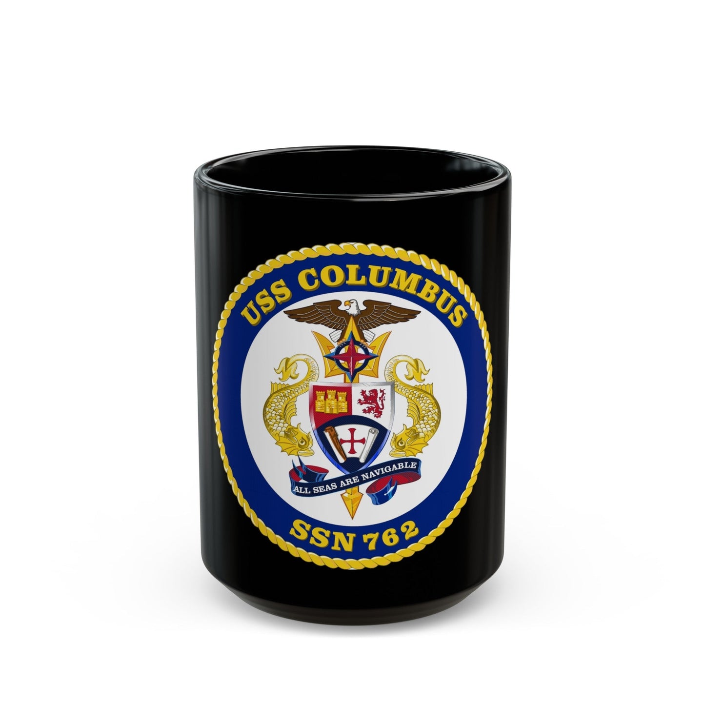 USS Columbus SSN 762 (U.S. Navy) Black Coffee Mug-15oz-The Sticker Space