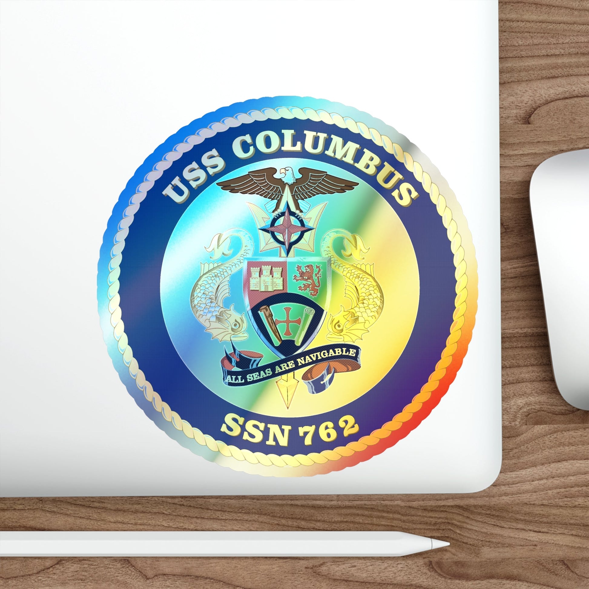 USS Columbus SSN 762 (U.S. Navy) Holographic STICKER Die-Cut Vinyl Decal-The Sticker Space