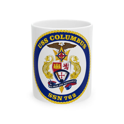 USS Columbus SSN 762 (U.S. Navy) White Coffee Mug-11oz-The Sticker Space