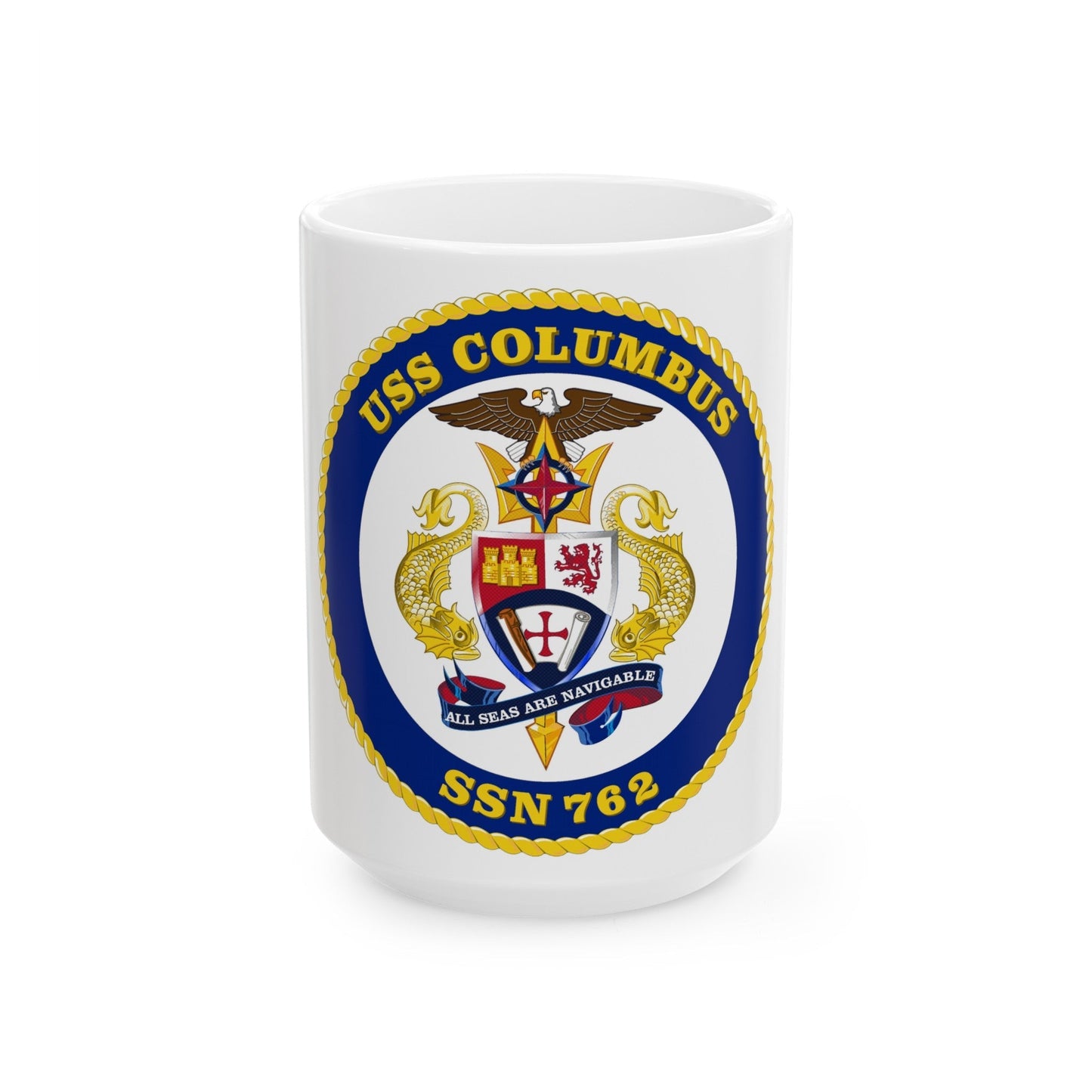 USS Columbus SSN 762 (U.S. Navy) White Coffee Mug-15oz-The Sticker Space