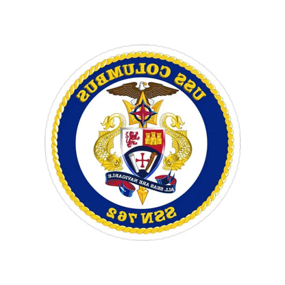 USS Columbus SSN 762 (U.S. Navy) REVERSE PRINT Transparent Die-Cut STICKER 2 Inch Die-Cut Transparent - The Sticker Space