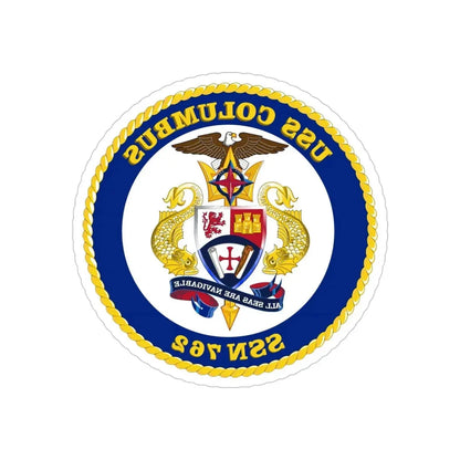 USS Columbus SSN 762 (U.S. Navy) REVERSE PRINT Transparent Die-Cut STICKER 5 Inch Die-Cut Transparent - The Sticker Space
