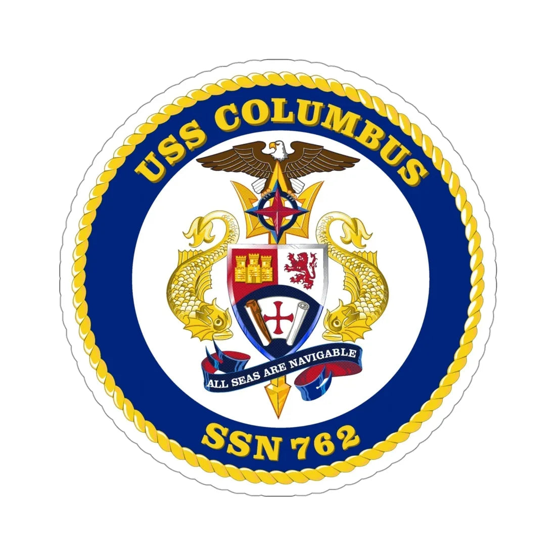 USS Columbus SSN 762 (U.S. Navy) STICKER Vinyl Die-Cut Decal 4 Inch - The Sticker Space