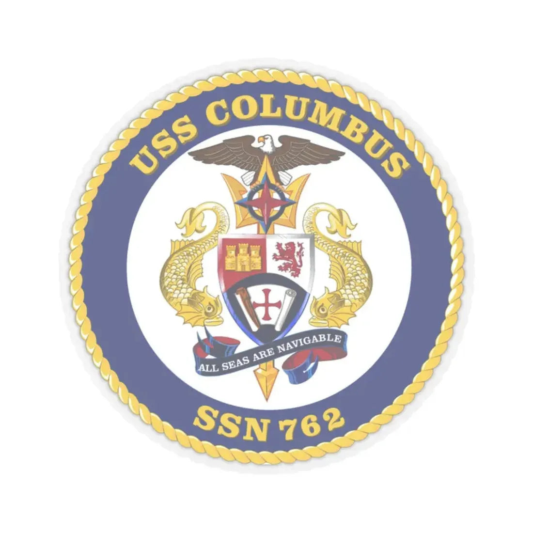 USS Columbus SSN 762 (U.S. Navy) STICKER Vinyl Kiss-Cut Decal 2 Inch Transparent - The Sticker Space
