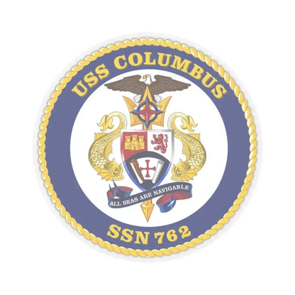 USS Columbus SSN 762 (U.S. Navy) STICKER Vinyl Kiss-Cut Decal 2 Inch Transparent - The Sticker Space