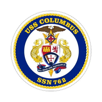USS Columbus SSN 762 (U.S. Navy) STICKER Vinyl Kiss-Cut Decal 2 Inch White - The Sticker Space