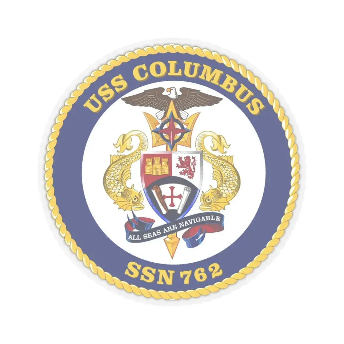USS Columbus SSN 762 (U.S. Navy) STICKER Vinyl Kiss-Cut Decal 3 Inch Transparent - The Sticker Space