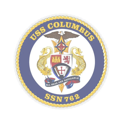 USS Columbus SSN 762 (U.S. Navy) STICKER Vinyl Kiss-Cut Decal 4 Inch Transparent - The Sticker Space