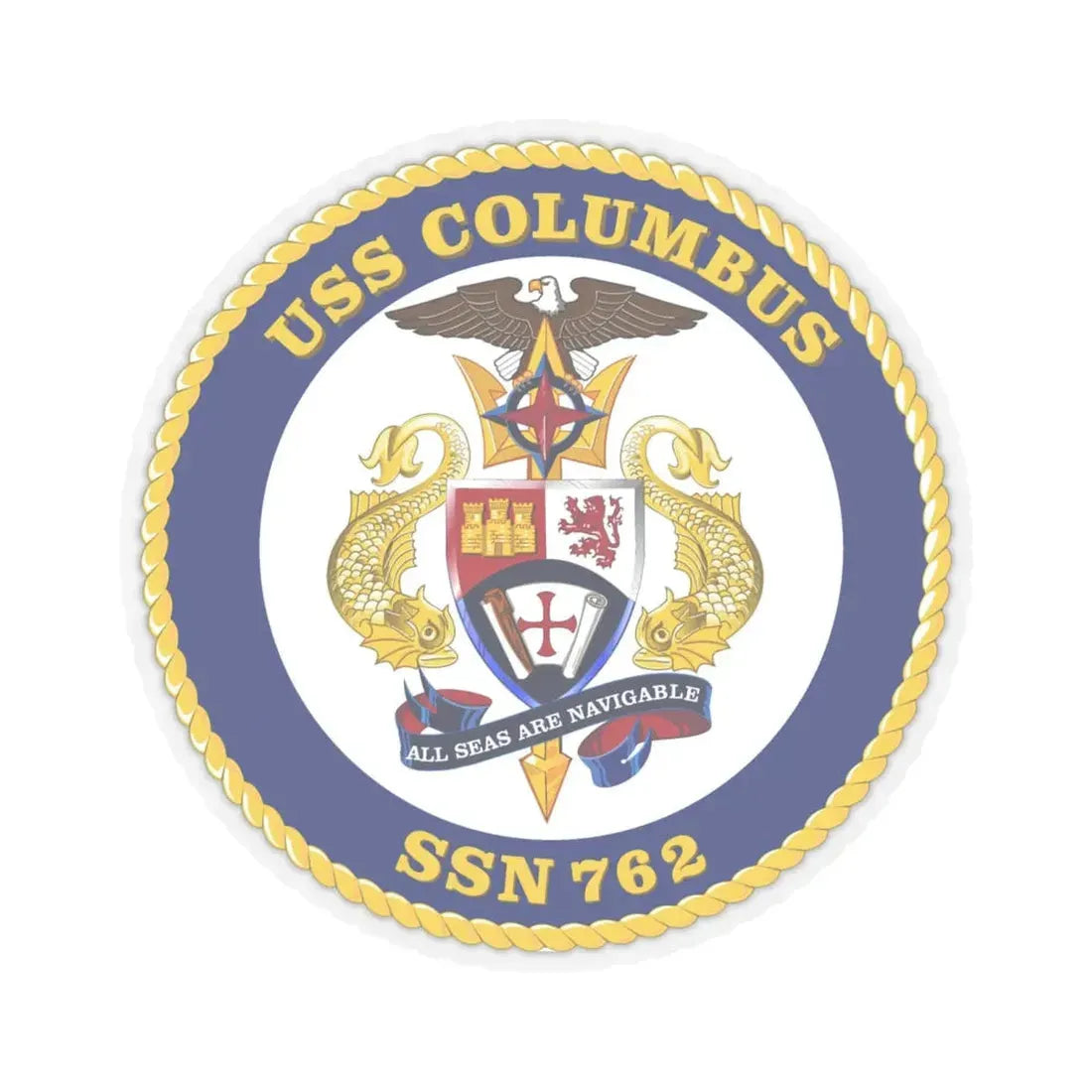 USS Columbus SSN 762 (U.S. Navy) STICKER Vinyl Kiss-Cut Decal 6 Inch Transparent - The Sticker Space