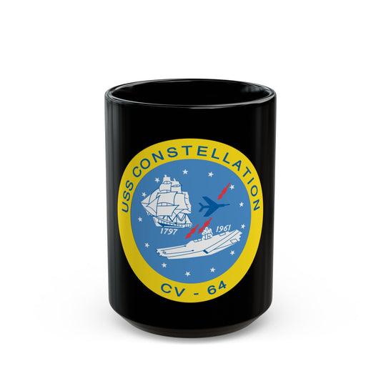 USS Constellation CV 64 (U.S. Navy) Black Coffee Mug-15oz-The Sticker Space