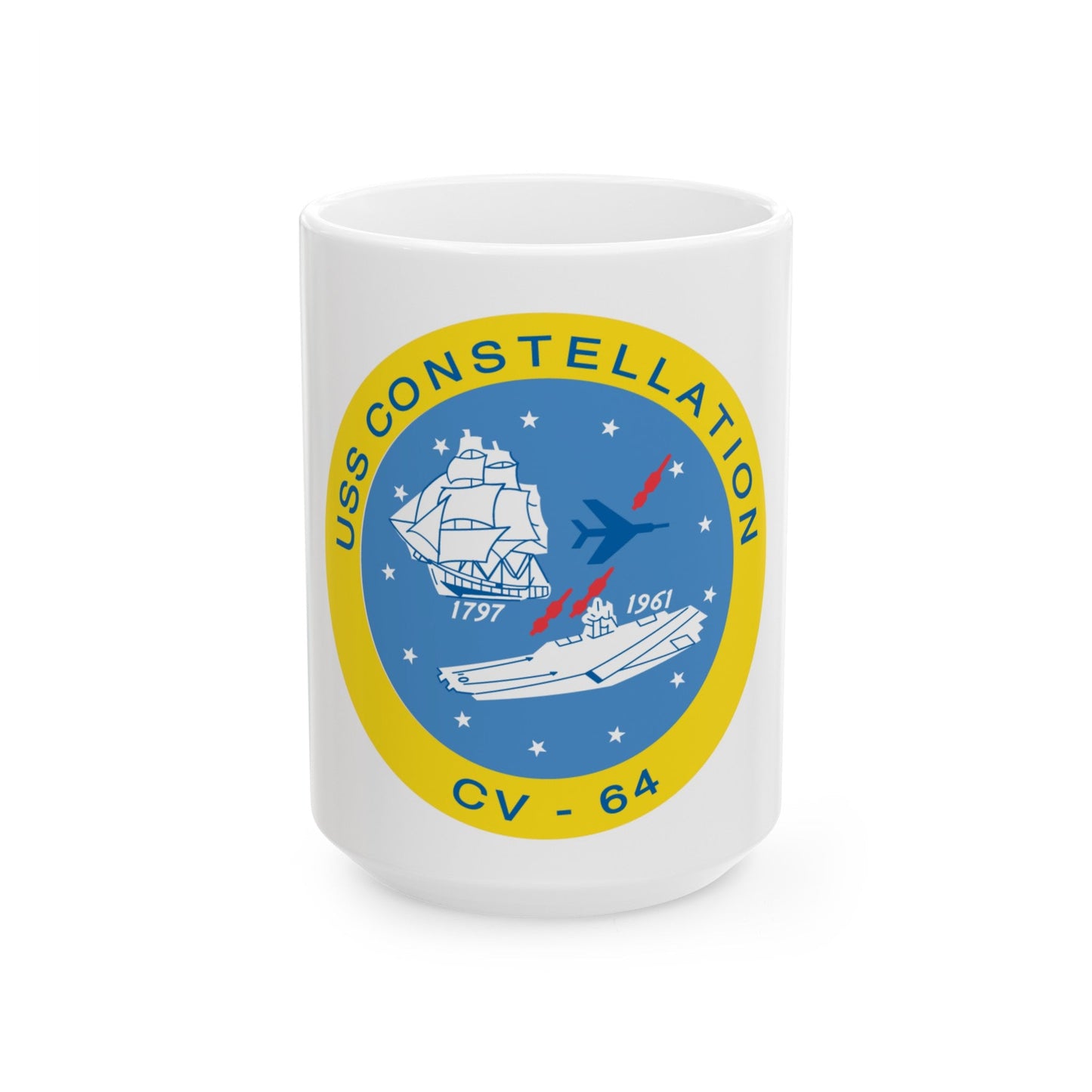 USS Constellation CV 64 (U.S. Navy) White Coffee Mug-15oz-The Sticker Space