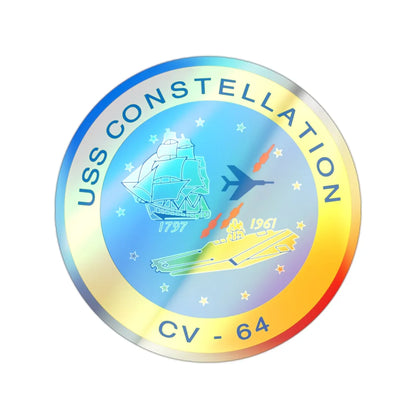 USS Constellation CV 64 (U.S. Navy) Holographic STICKER Die-Cut Vinyl Decal 2 Inch Holographic - The Sticker Space