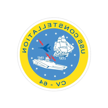 USS Constellation CV 64 (U.S. Navy) REVERSE PRINT Transparent Die-Cut STICKER 3 Inch Die-Cut Transparent - The Sticker Space