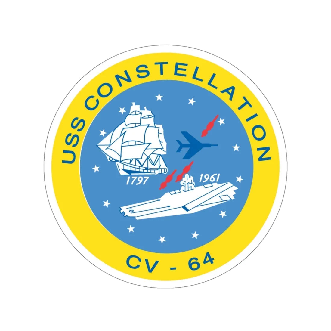 USS Constellation CV 64 (U.S. Navy) STICKER Vinyl Die-Cut Decal 4 Inch - The Sticker Space