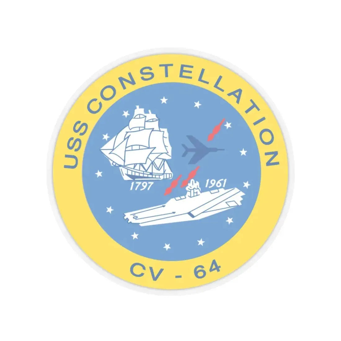 USS Constellation CV 64 (U.S. Navy) STICKER Vinyl Kiss-Cut Decal 4 Inch Transparent - The Sticker Space