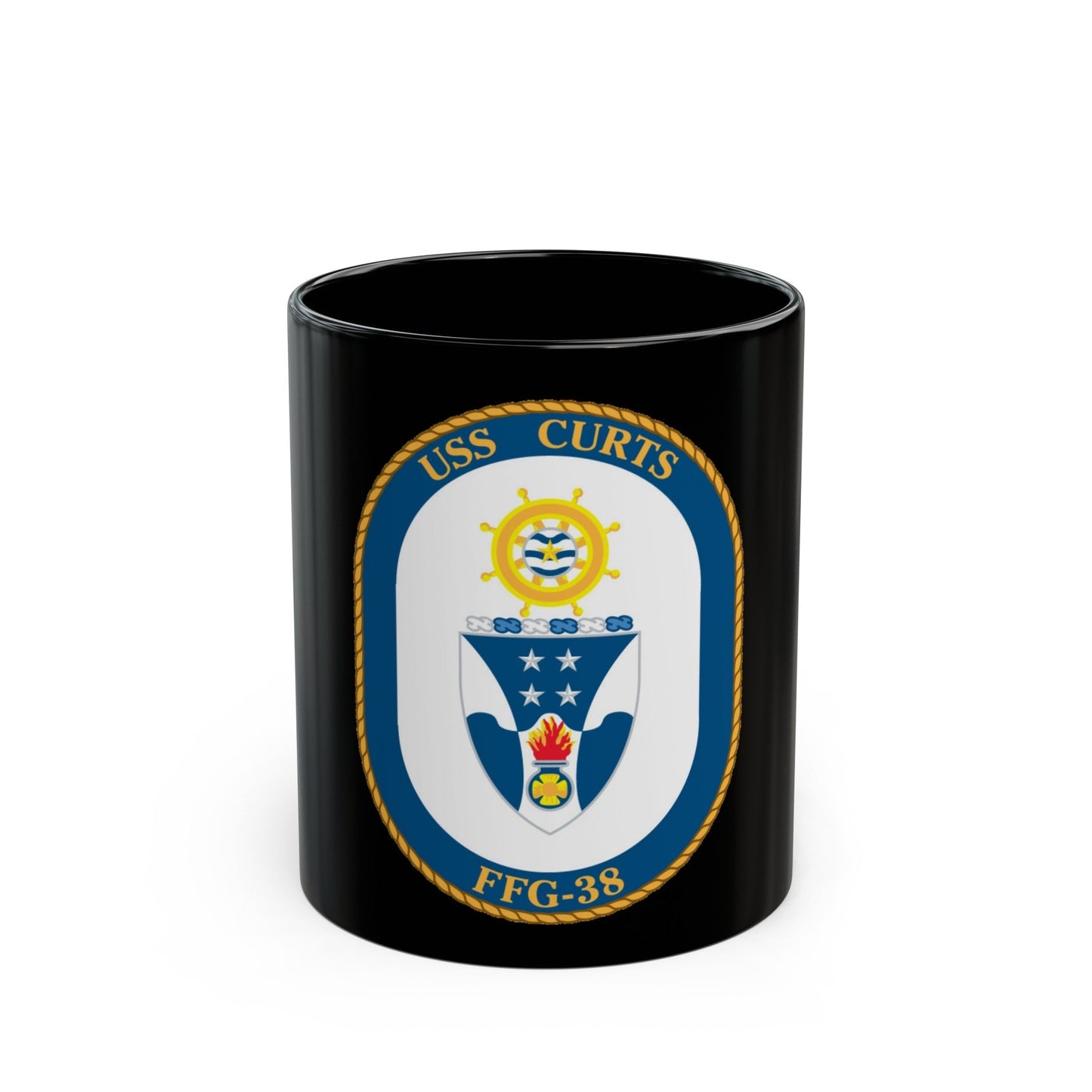 USS Curts FFG 38 (U.S. Navy) Black Coffee Mug-11oz-The Sticker Space