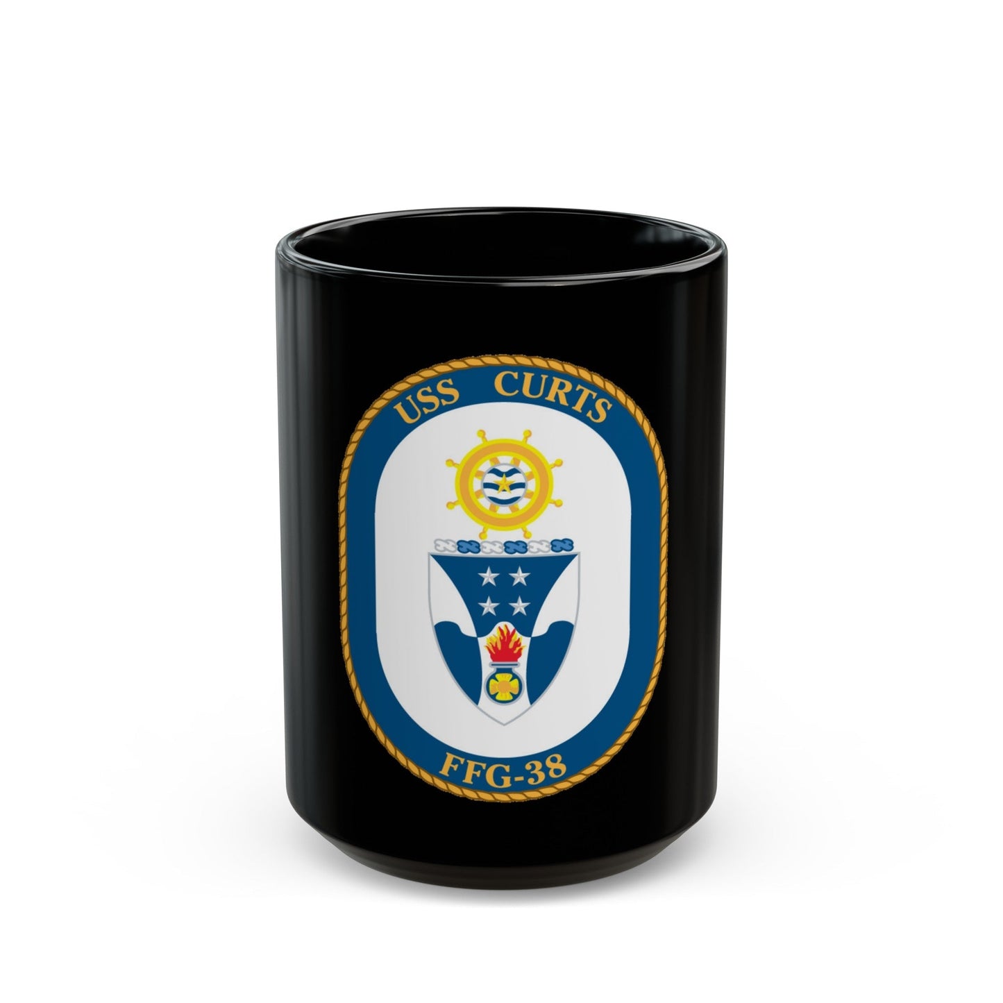 USS Curts FFG 38 (U.S. Navy) Black Coffee Mug-15oz-The Sticker Space