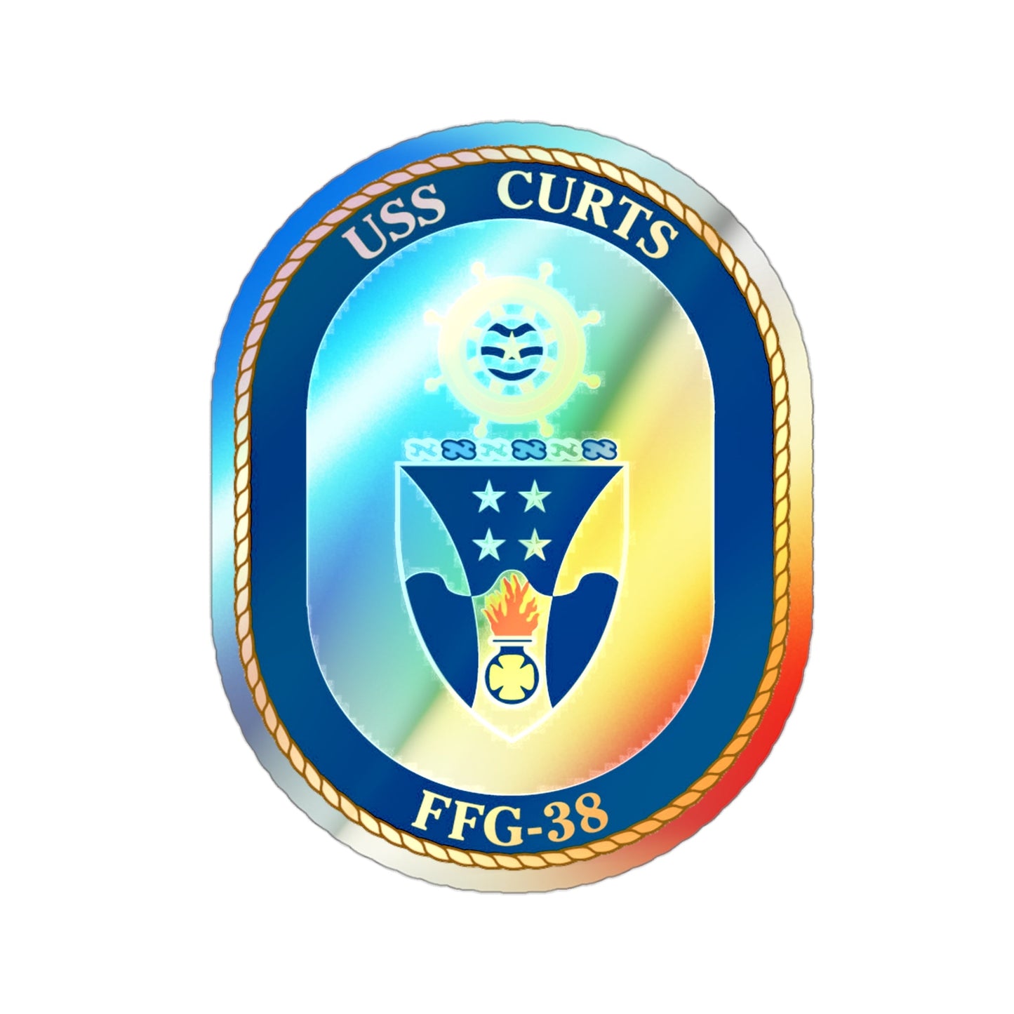 USS Curts FFG 38 (U.S. Navy) Holographic STICKER Die-Cut Vinyl Decal-3 Inch-The Sticker Space