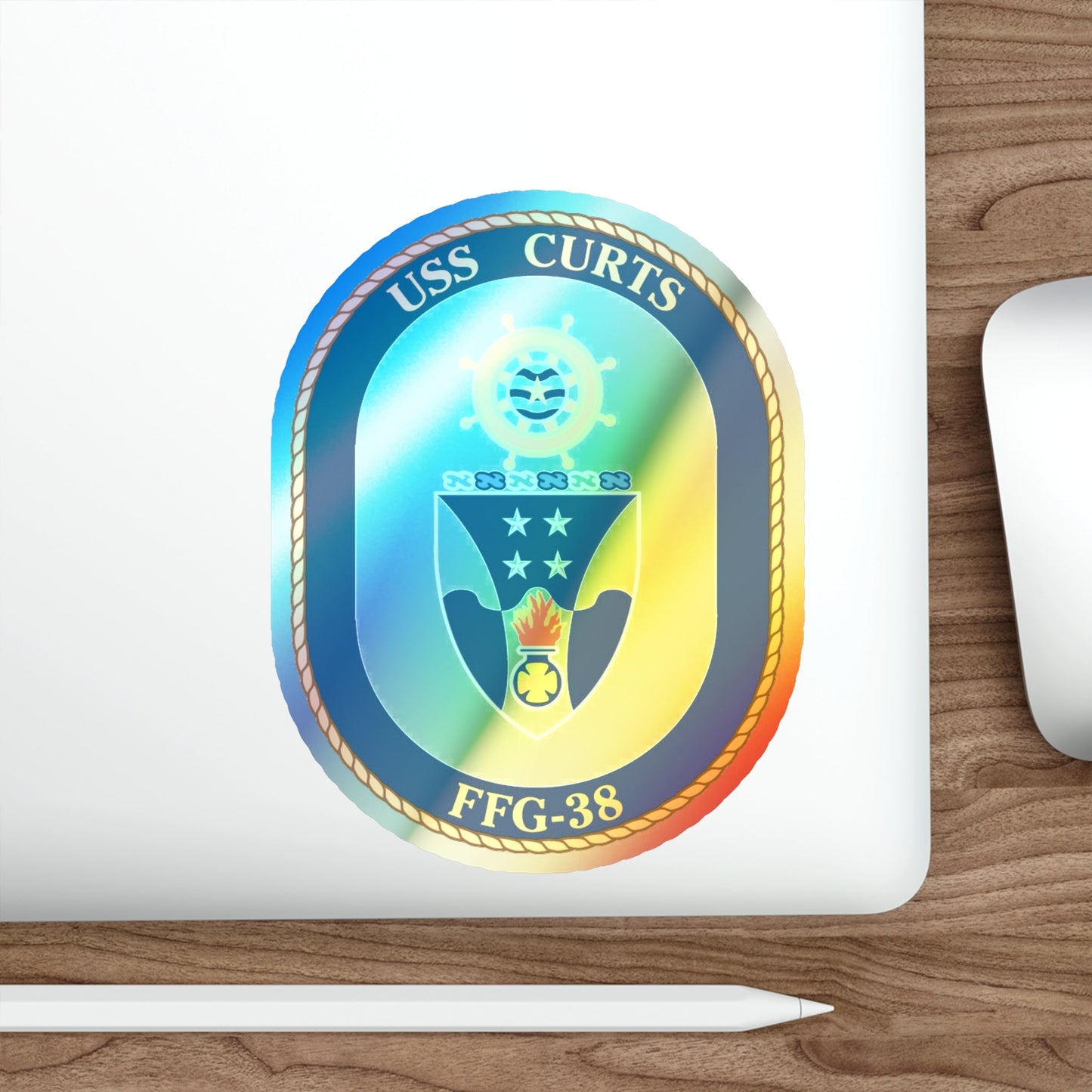 USS Curts FFG 38 (U.S. Navy) Holographic STICKER Die-Cut Vinyl Decal-The Sticker Space