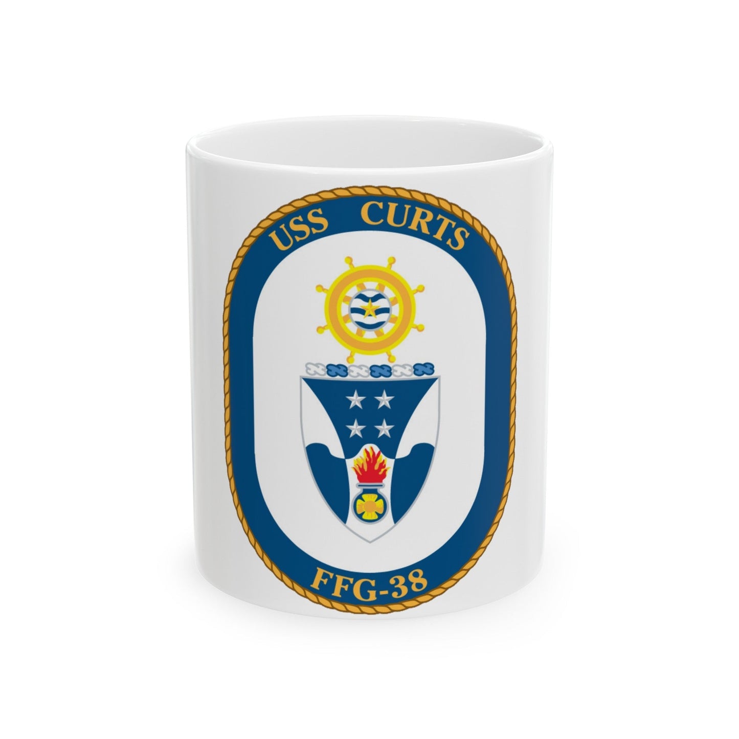 USS Curts FFG 38 (U.S. Navy) White Coffee Mug-11oz-The Sticker Space