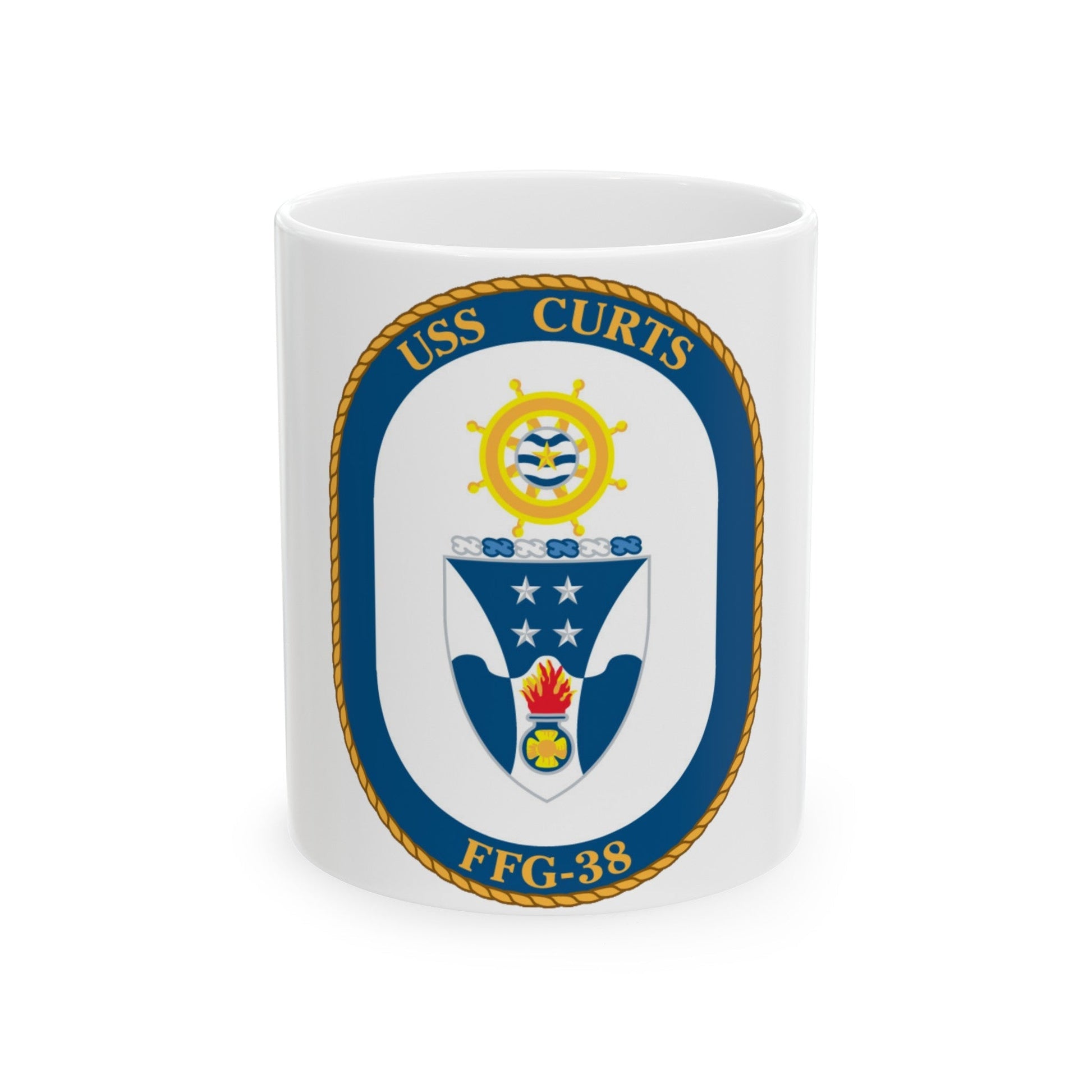 USS Curts FFG 38 (U.S. Navy) White Coffee Mug-11oz-The Sticker Space