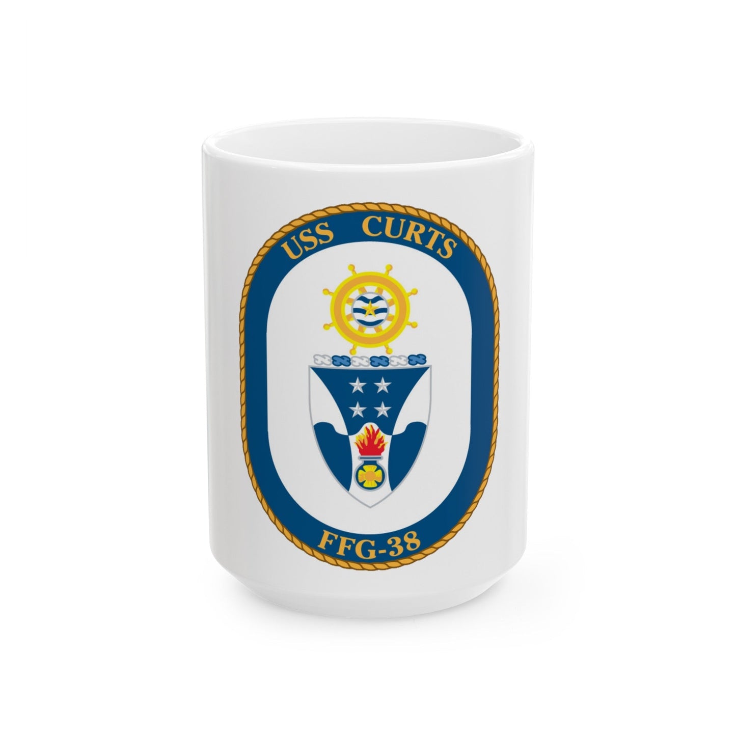 USS Curts FFG 38 (U.S. Navy) White Coffee Mug-15oz-The Sticker Space