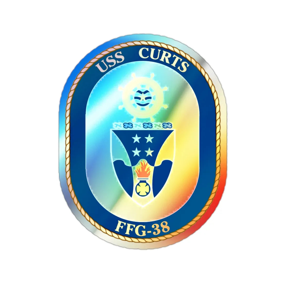 USS Curts FFG 38 (U.S. Navy) Holographic STICKER Die-Cut Vinyl Decal 2 Inch Holographic - The Sticker Space