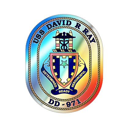 USS David R Ray DD 971 (U.S. Navy) Holographic STICKER Die-Cut Vinyl Decal-4 Inch-The Sticker Space