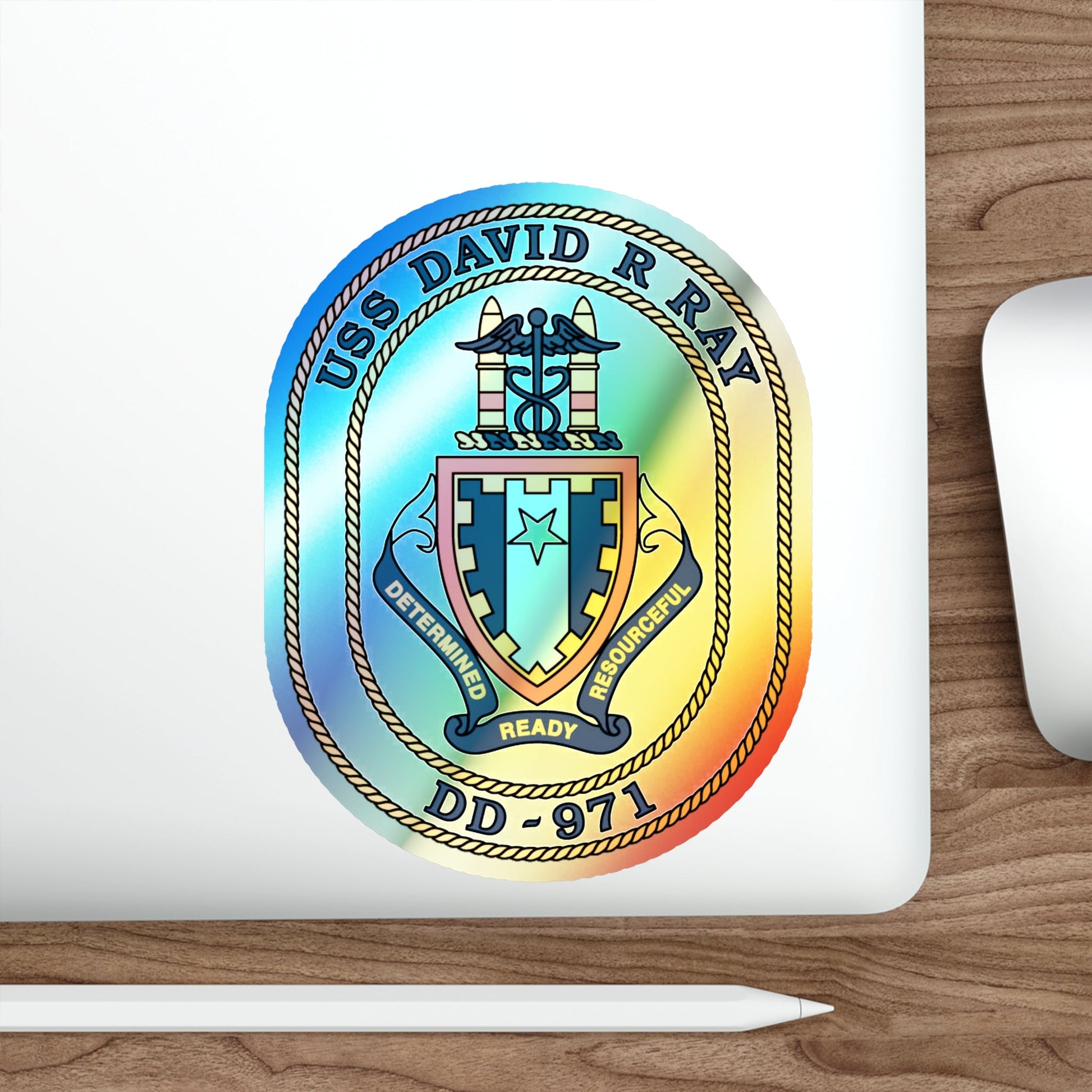 USS David R Ray DD 971 (U.S. Navy) Holographic STICKER Die-Cut Vinyl Decal-The Sticker Space