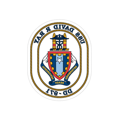 USS David R Ray DD 971 (U.S. Navy) REVERSE PRINT Transparent STICKER-4" × 4"-The Sticker Space