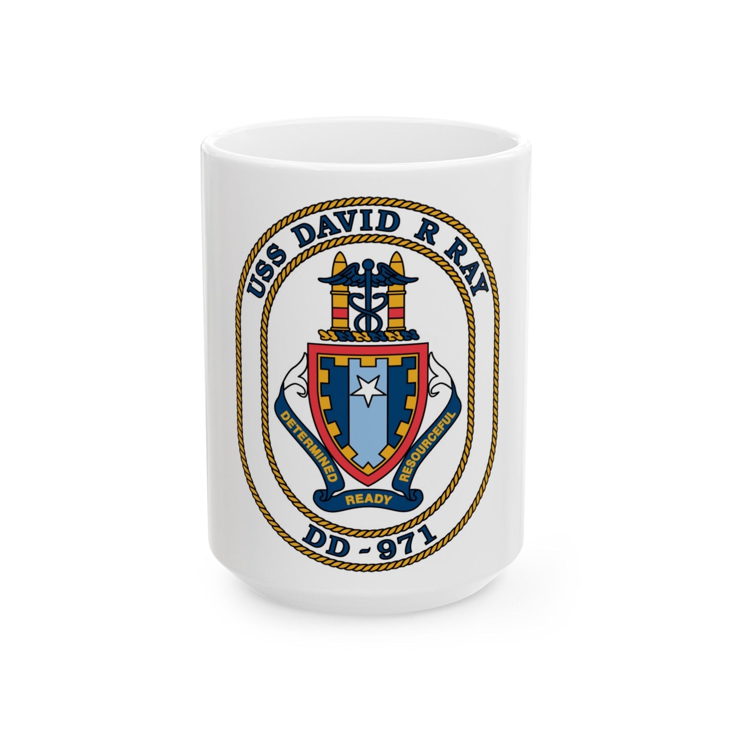 USS David R Ray DD 971 (U.S. Navy) White Coffee Mug-15oz-The Sticker Space