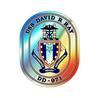 USS David R Ray DD 971 (U.S. Navy) Holographic STICKER Die-Cut Vinyl Decal 2 Inch Holographic - The Sticker Space