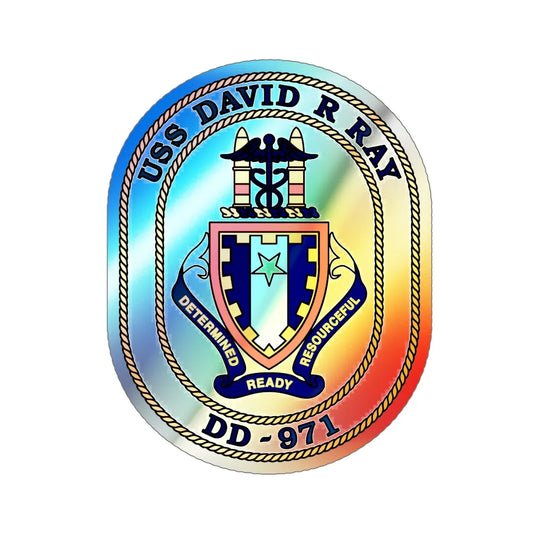 USS David R Ray DD 971 (U.S. Navy) Holographic STICKER Die-Cut Vinyl Decal 6 Inch Holographic - The Sticker Space