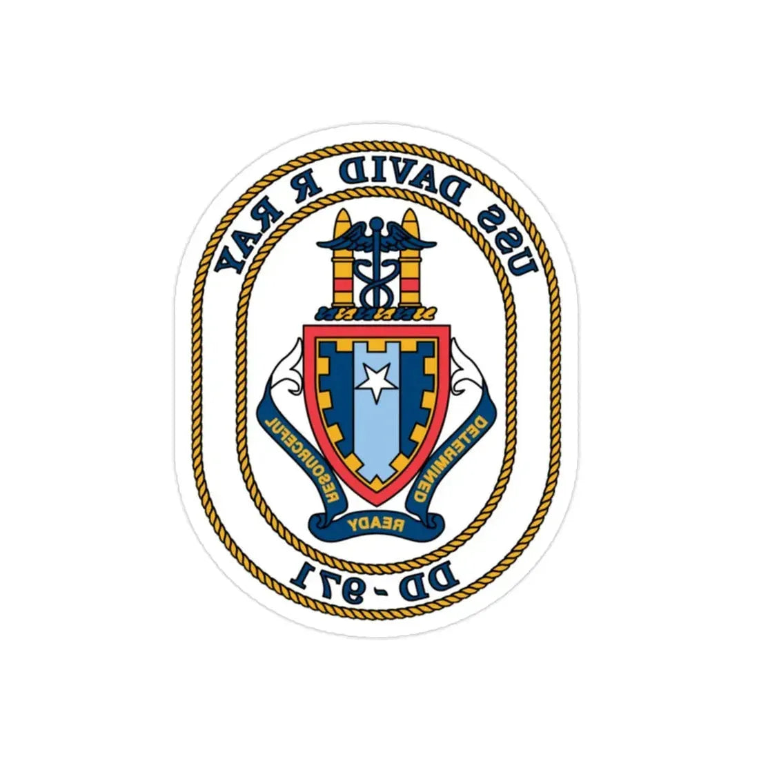 USS David R Ray DD 971 (U.S. Navy) REVERSE PRINT Transparent Die-Cut STICKER 2 Inch Die-Cut Transparent - The Sticker Space