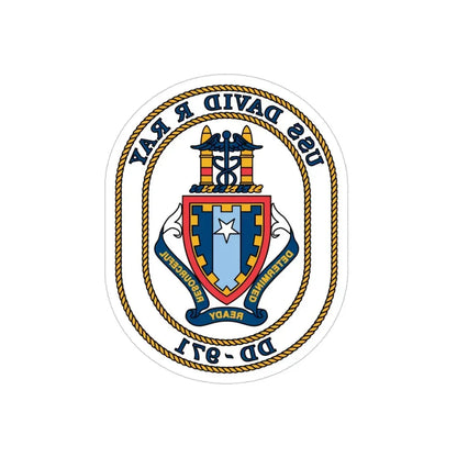 USS David R Ray DD 971 (U.S. Navy) REVERSE PRINT Transparent Die-Cut STICKER 4 Inch Die-Cut Transparent - The Sticker Space