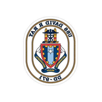 USS David R Ray DD 971 (U.S. Navy) REVERSE PRINT Transparent Die-Cut STICKER 6 Inch Die-Cut Transparent - The Sticker Space
