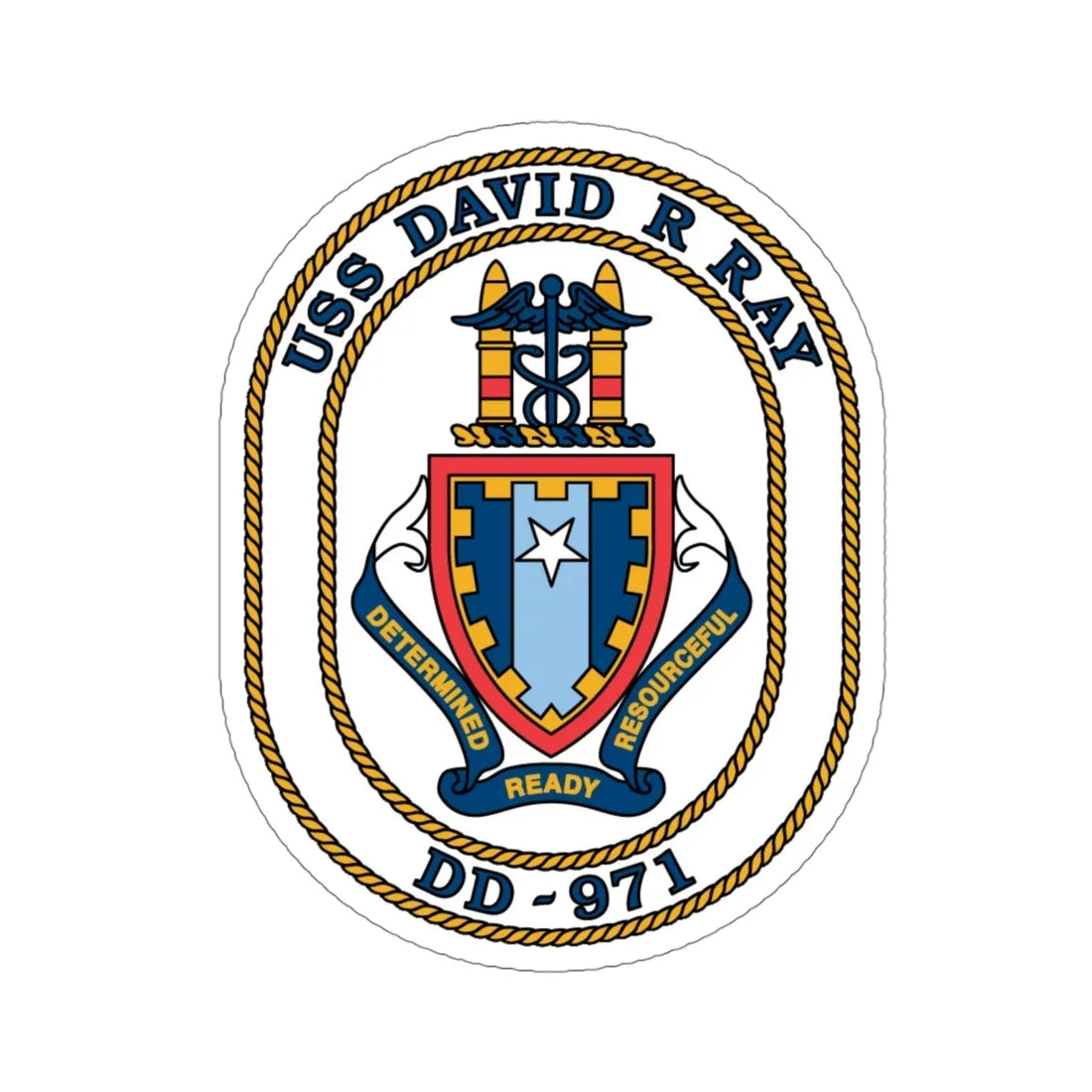 USS David R Ray DD 971 (U.S. Navy) STICKER Vinyl Die-Cut Decal 4 Inch - The Sticker Space
