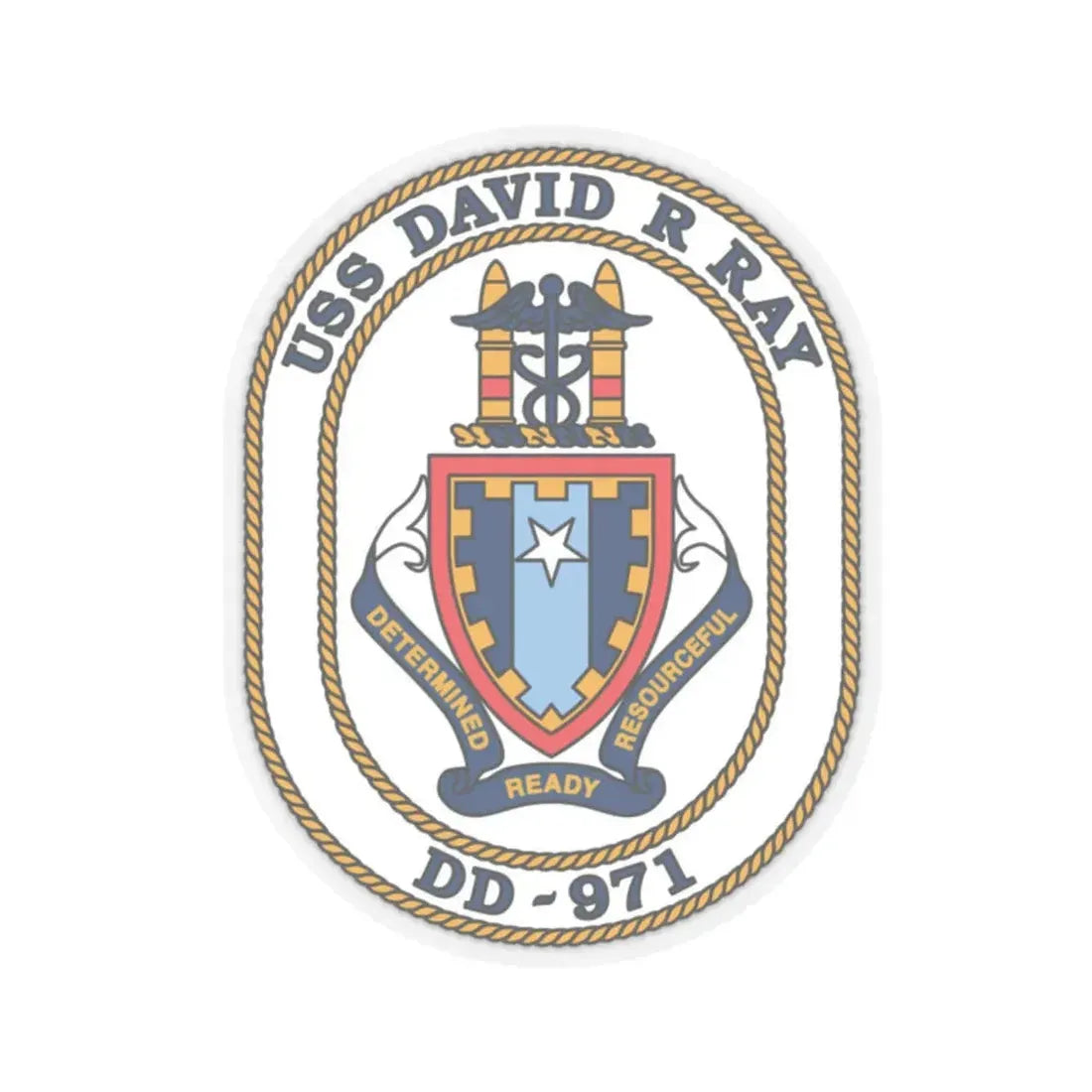 USS David R Ray DD 971 (U.S. Navy) STICKER Vinyl Kiss-Cut Decal 2 Inch Transparent - The Sticker Space