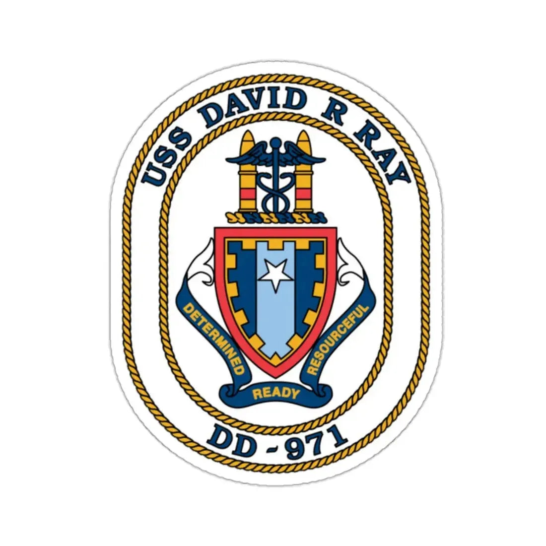 USS David R Ray DD 971 (U.S. Navy) STICKER Vinyl Kiss-Cut Decal 2 Inch White - The Sticker Space