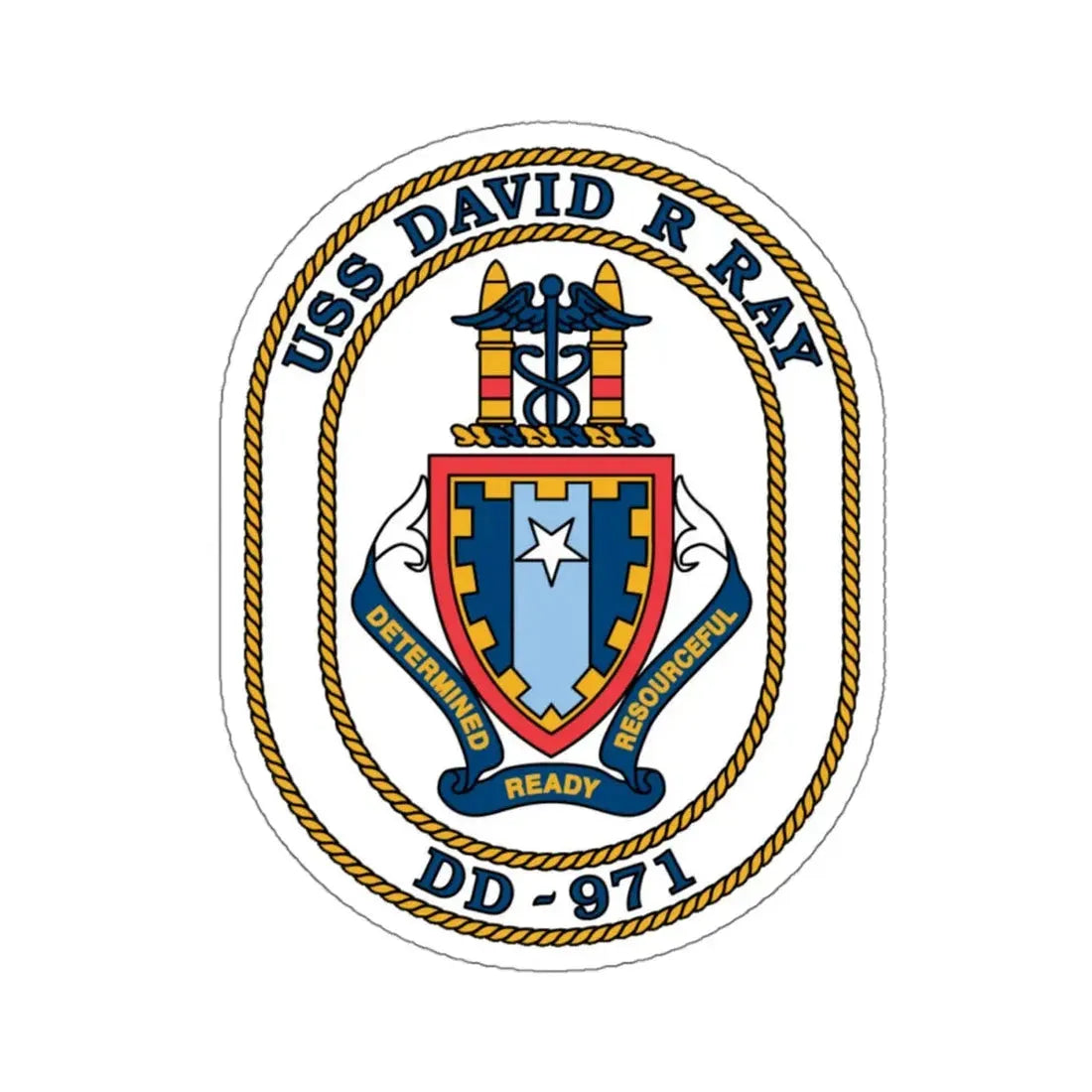 USS David R Ray DD 971 (U.S. Navy) STICKER Vinyl Kiss-Cut Decal 4 Inch White - The Sticker Space