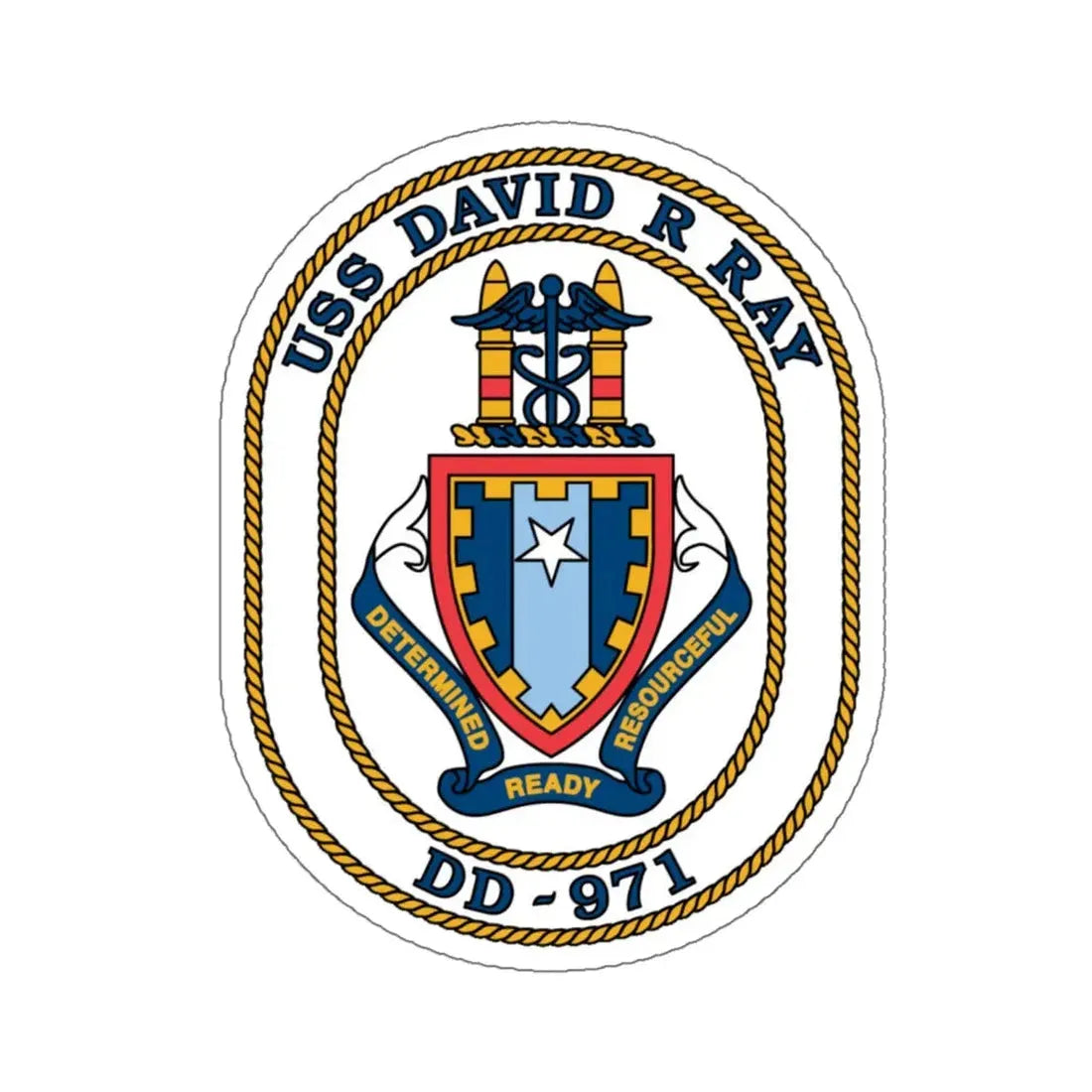 USS David R Ray DD 971 (U.S. Navy) STICKER Vinyl Kiss-Cut Decal 6 Inch White - The Sticker Space